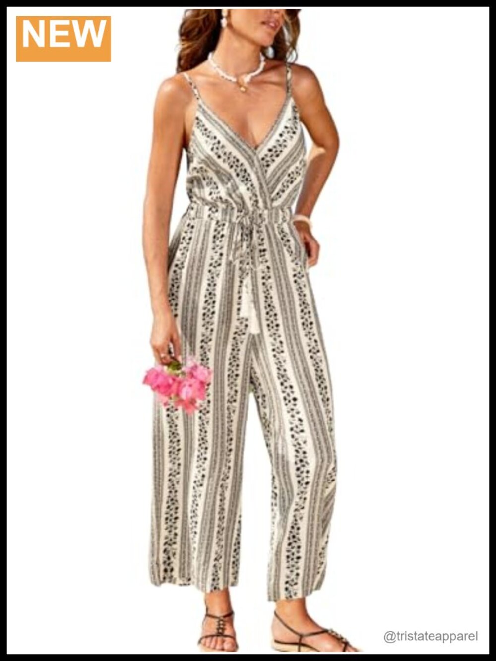 CUPSHE Women Wide Leg Jumpsuit Spaghetti Strap V-Neck Smocked Waist Rayon